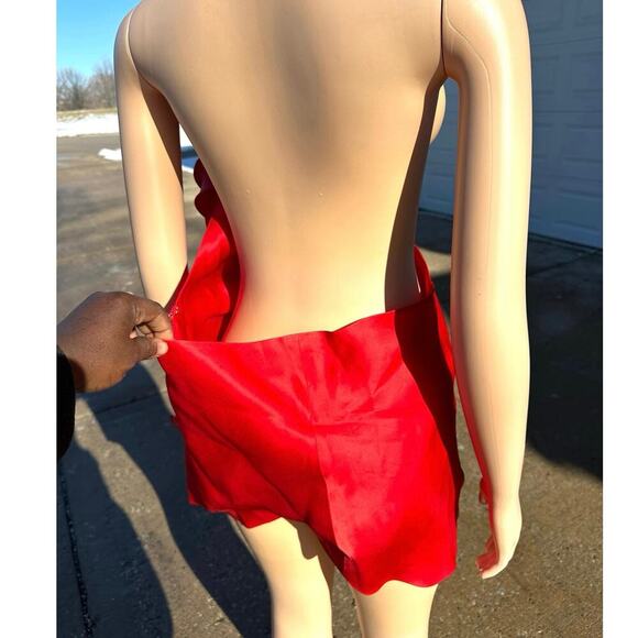 St. John Evening 100% Silk Enamel Red Women’s Halter Tie Neck Blouse Size 10 NWT - Picture 16 of 17